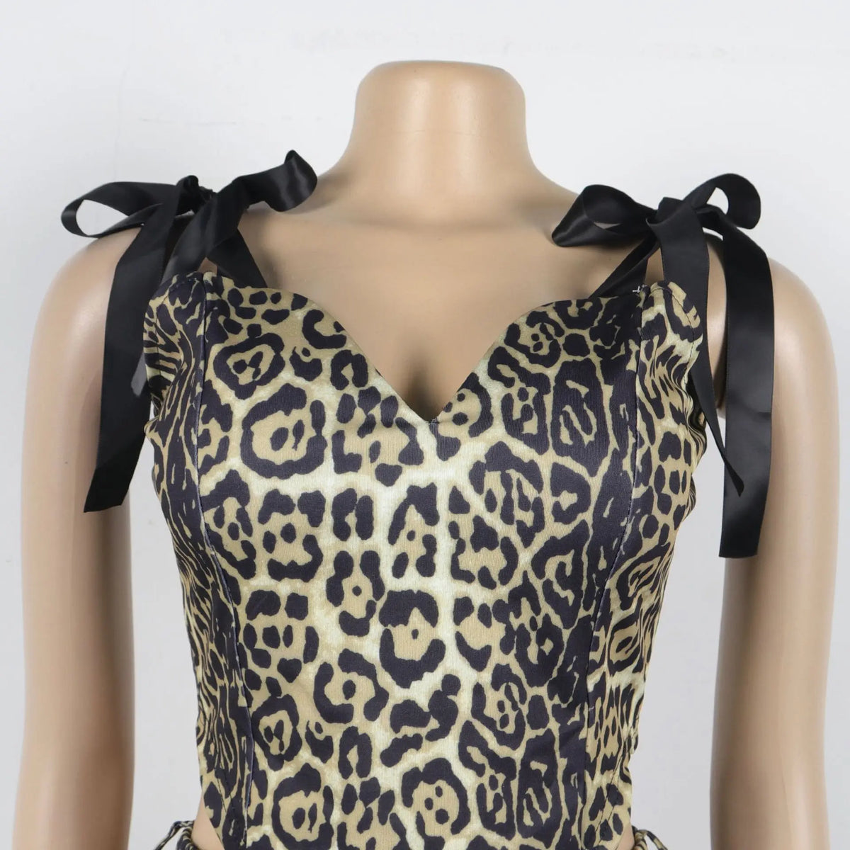 Pant Set Women Two Piece Sets Drawstring Strapless Matching Sets Sexy Leopard Print Tops Long Cargo Pants High Waist 2025 Y2k